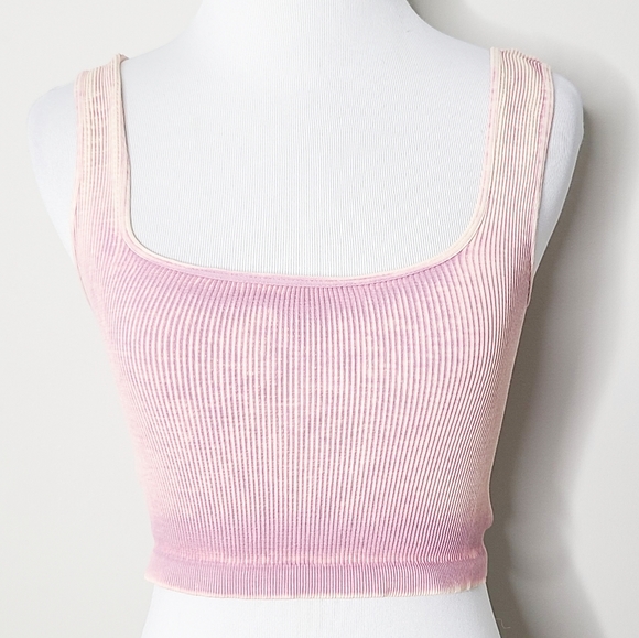 Free People Tops - Free People Movement Pink Ribbed Sports Crop Tank Top M/L